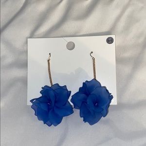 Forever 21 Blue Hanging Flower Earrings